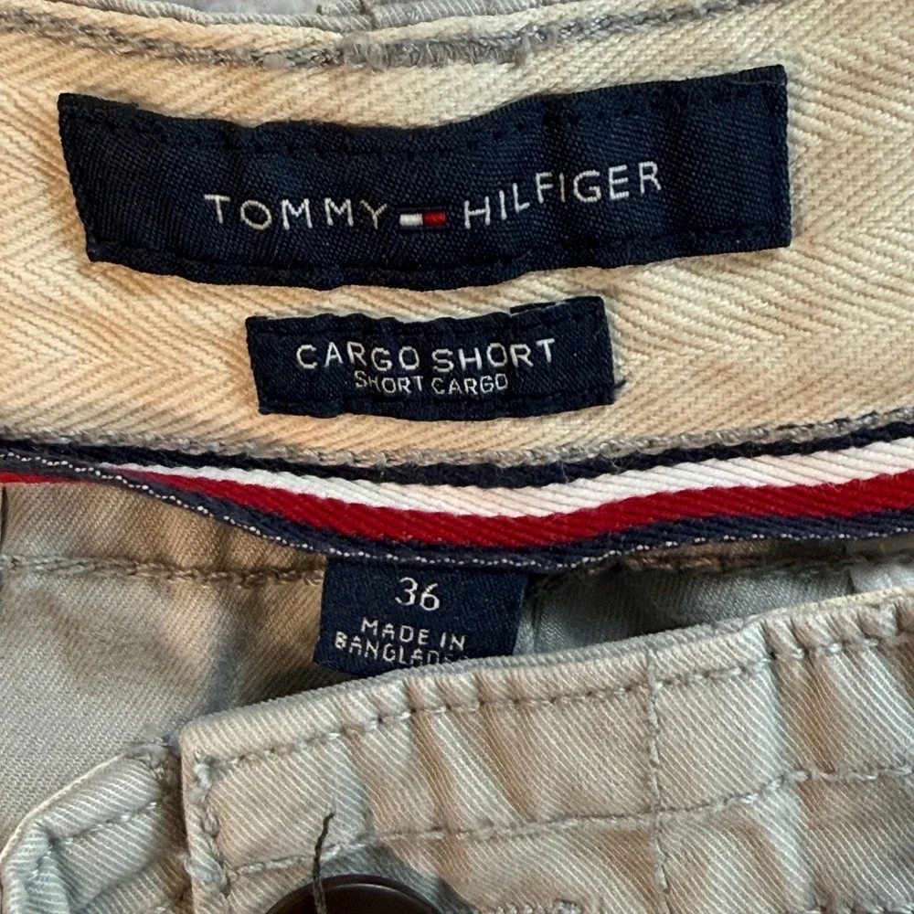 Tommy Hilfiger Mens Tan Khaki Cotton Twill Cargo Shorts Size 36 Utility Casual